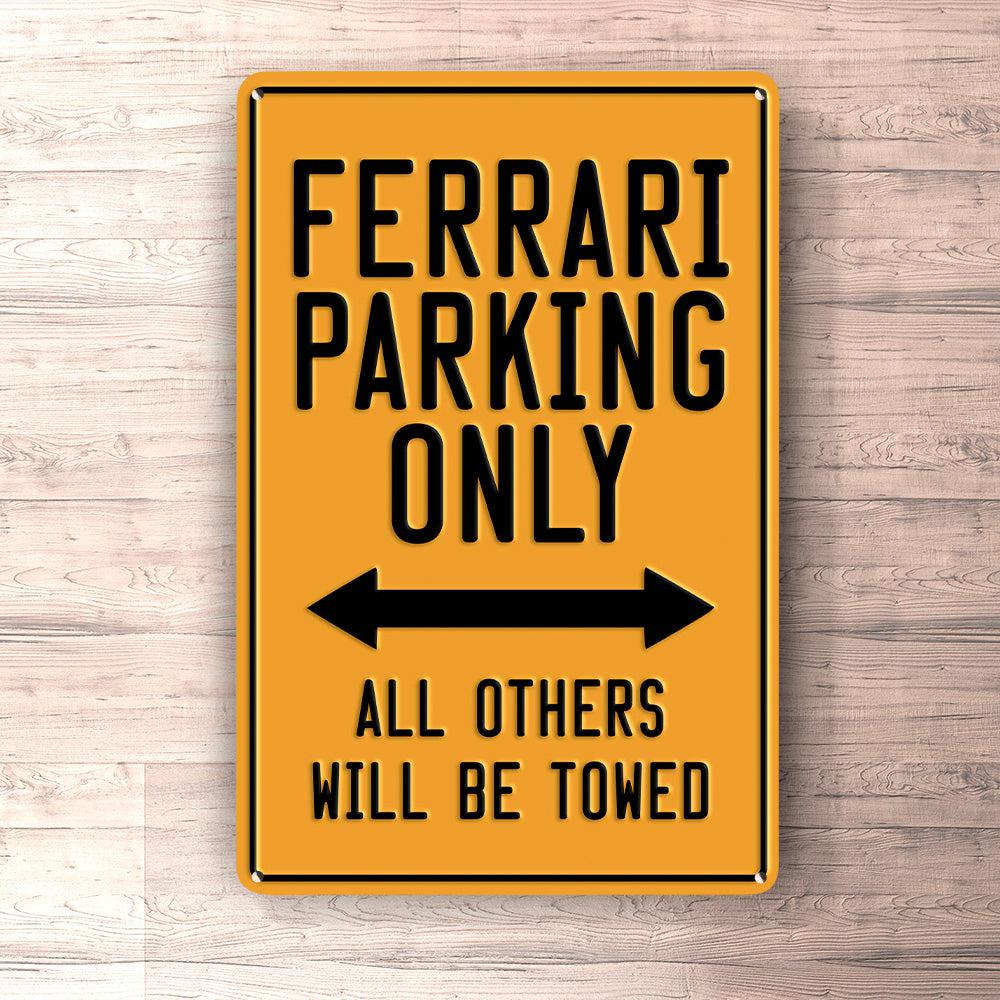 Ferrari Parking Only Skilte, Musemåtte, Dørmåtte-Parking skilte-Ferrari-Garage Culture Shop- garage - man cave - merchandise