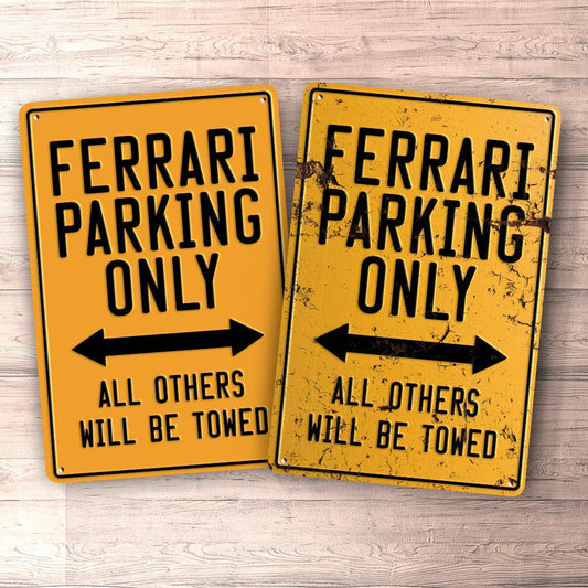 Ferrari Parking Only Skilte, Musemåtte, Dørmåtte , Plakat-Parking skilte-Ferrari-Garage Culture Shop- garage - man cave - merchandise