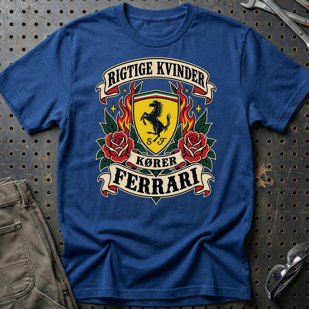 
Produktbillede af Ferrari Rigtige Kvinder Kører – Roser og Flammer T-Shirt