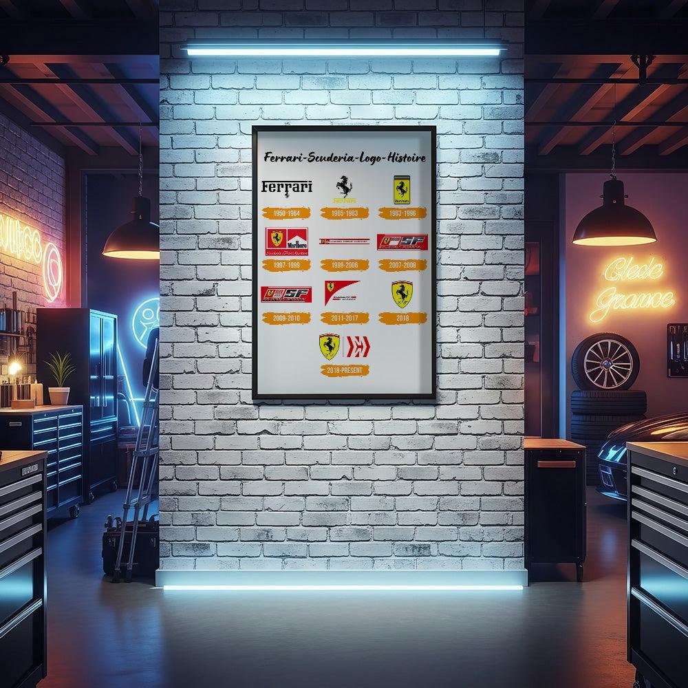 Ferrari Scuderia Logo Histoire Skilte, Musemåtte, Dørmåtte-Skilte-Ferrari-Garage Culture Shop- garage - man cave - merchandise