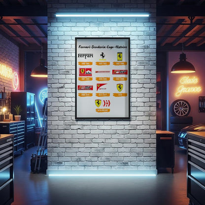 Ferrari Scuderia Logo Histoire Skilte, Musemåtte, Dørmåtte-Skilte-Ferrari-Garage Culture Shop- garage - man cave - merchandise