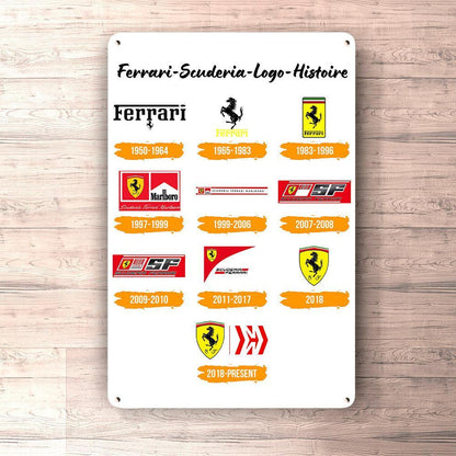 Ferrari Scuderia Logo Histoire Skilte, Musemåtte, Dørmåtte-Skilte-Ferrari-Garage Culture Shop- garage - man cave - merchandise