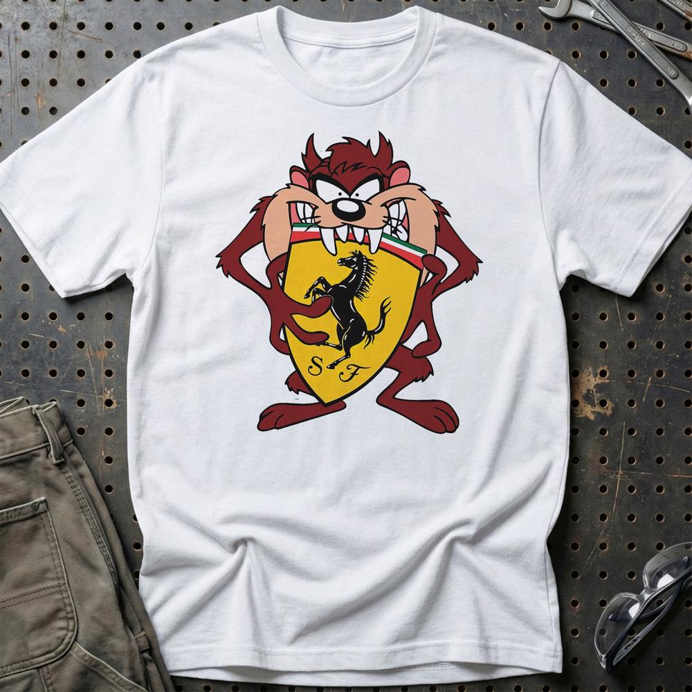 Ferrari TAZ T-Shirt-Beklædning-Ferrari-Hvid-S-Garage Culture Shop- garage - man cave - merchandise
