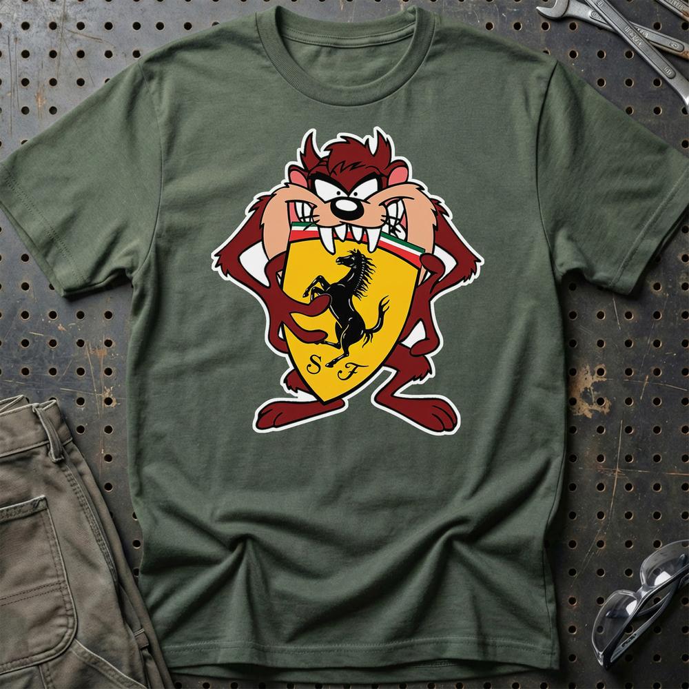 Ferrari TAZ T-Shirt-Beklædning-Ferrari-Grøn Militær-S-Garage Culture Shop- garage - man cave - merchandise