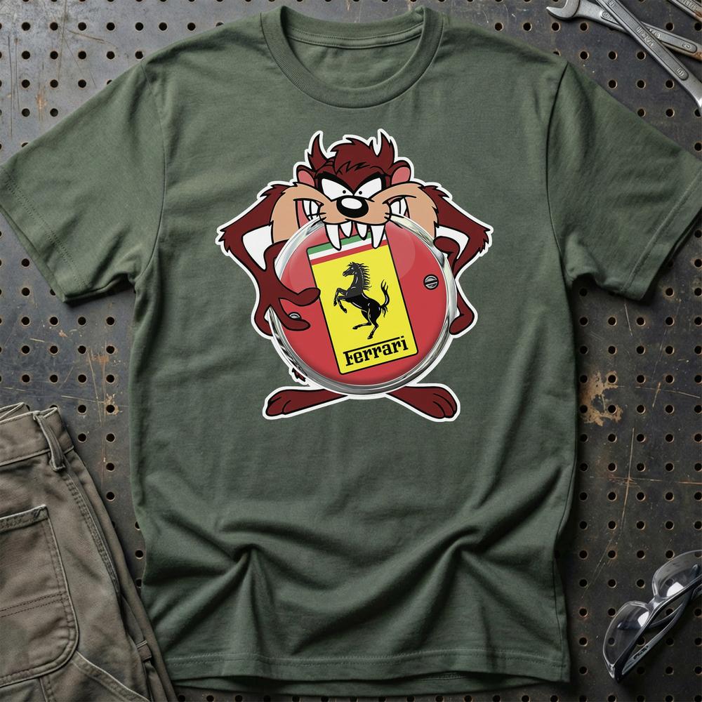 Ferrari TAZ T-Shirt-Beklædning-Ferrari-Grøn Militær-S-Garage Culture Shop- garage - man cave - merchandise