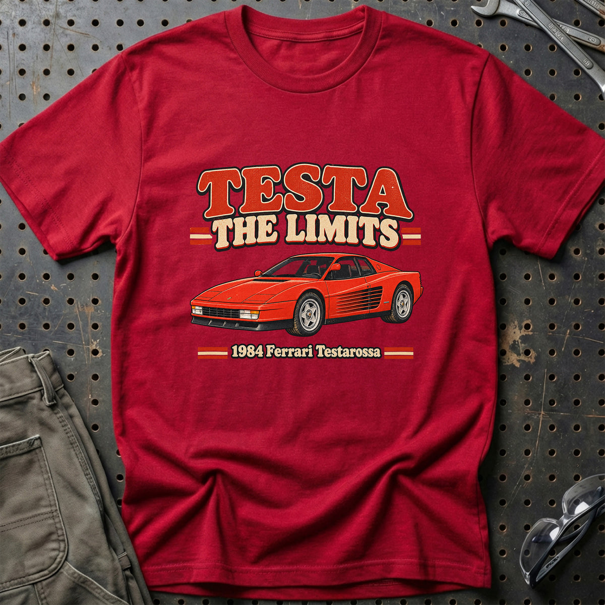 
Ferrari Testarossa 1984 – Testa the Limits T-Shirt – Rød