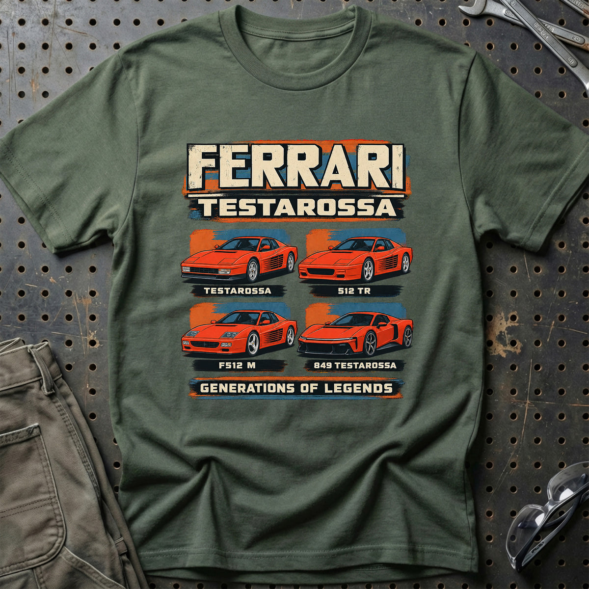 
Ferrari Testarossa – Generations of Legends T-Shirt – Grøn Militær