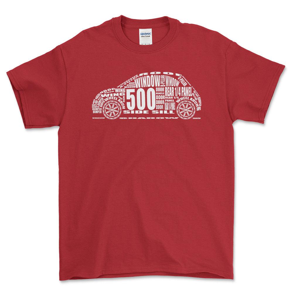 Fiat 500 T-Shirt-Beklædning-Fiat-Rød-S-Garage Culture Shop- garage - man cave - merchandise