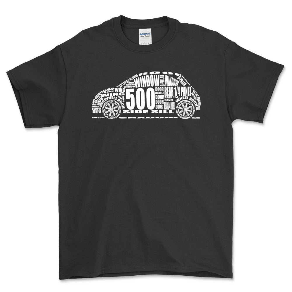 Fiat 500 Unisex Unisex T-Shirt , Bomuld-Beklædning-Fiat-Sort-S-Garage Culture Shop- garage - man cave - merchandise
