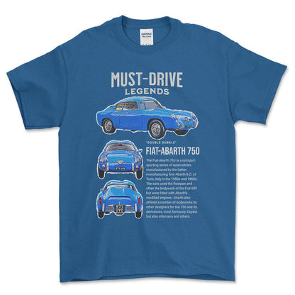 Fiat 750 - Unisex T-Shirt , Bomuld-Beklædning-Fiat-Blå Royal-S-Forside-Garage Culture Shop- garage - man cave - merchandise