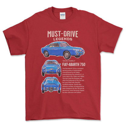 Fiat 750 - Unisex T-Shirt , Bomuld-Beklædning-Fiat-Rød-S-Forside-Garage Culture Shop- garage - man cave - merchandise