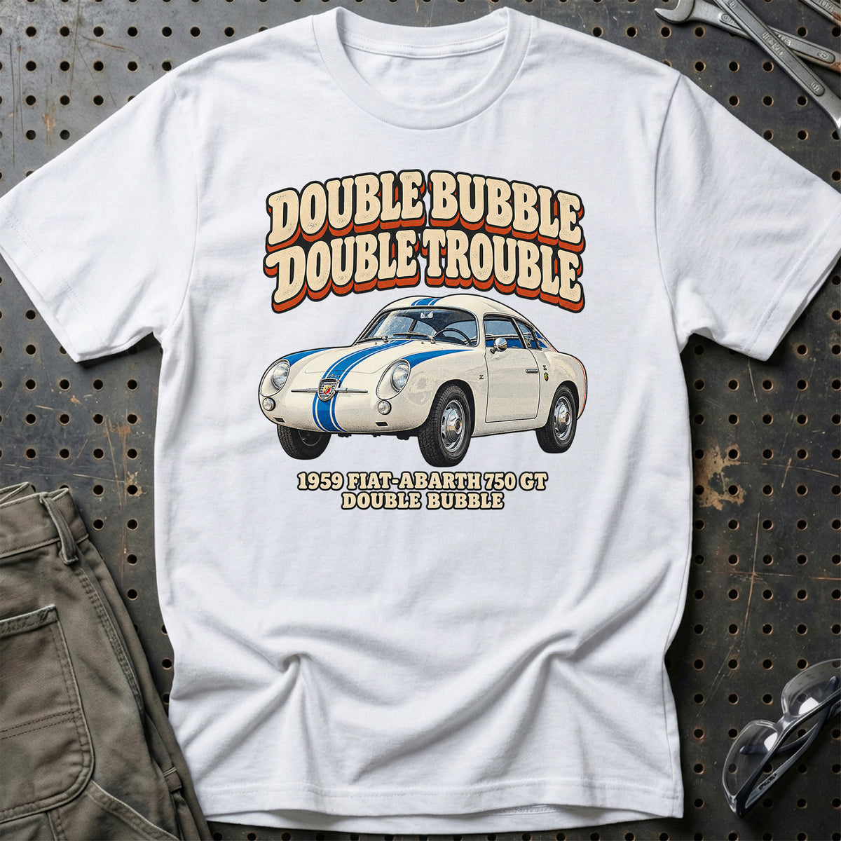 
Fiat-Abarth 750 GT 1959 – Double Bubble Double Trouble T-Shirt – Hvid