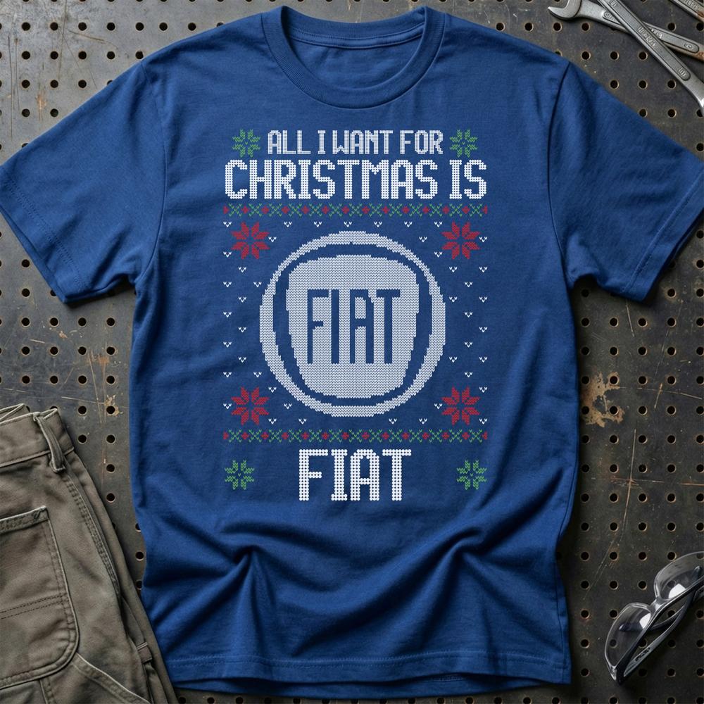Fiat - All I Want For Christmas T-Shirt-Beklædning-Fiat-Blå Royal-S-Garage Culture Shop- garage - man cave - merchandise