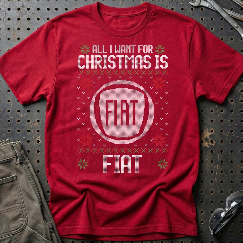 Fiat - All I Want For Christmas T-Shirt-Beklædning-Fiat-Rød-S-Garage Culture Shop- garage - man cave - merchandise