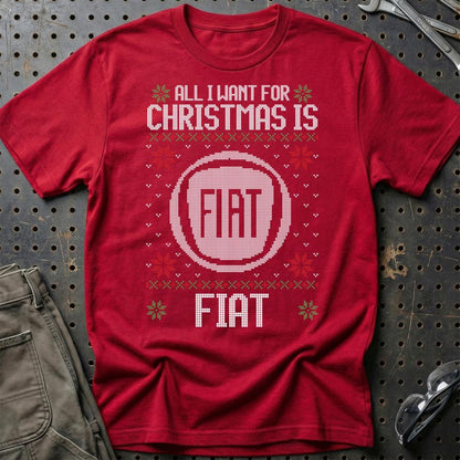 Fiat - All I Want For Christmas - Unisex T-Shirt , Bomuld-Beklædning-Fiat-Rød-S-Garage Culture Shop- garage - man cave - merchandise