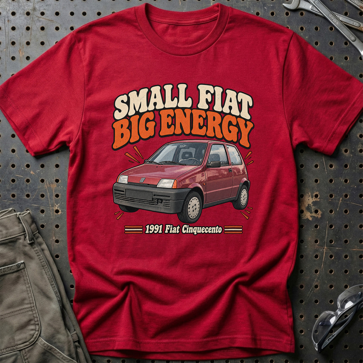 
Fiat Cinquecento 1991 – Small Fiat Big Energy T-Shirt – Rød