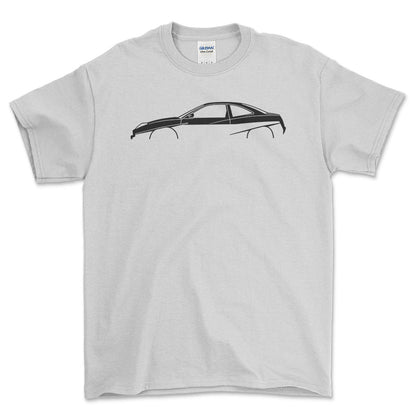 Fiat Coupe 1993-2000 Silhuet - Unisex T-Shirt , Bomuld-Beklædning-Fiat-Hvid-S-Forside-Garage Culture Shop- garage - man cave - merchandise