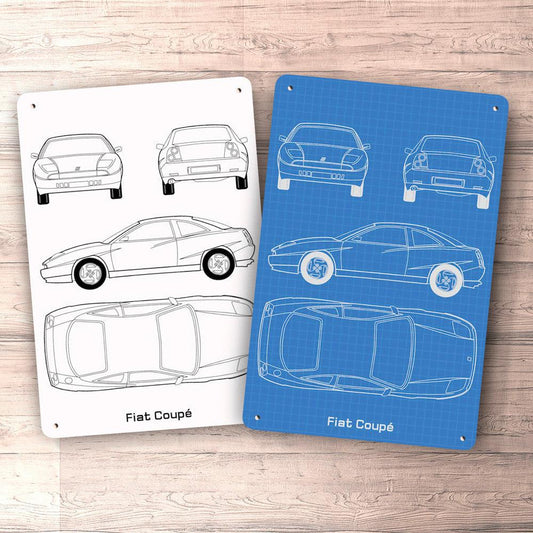 Fiat Coupé Blueprint Skilte, Musemåtte, Dørmåtte , Plakat-Blueprint-Fiat-Garage Culture Shop- garage - man cave - merchandise