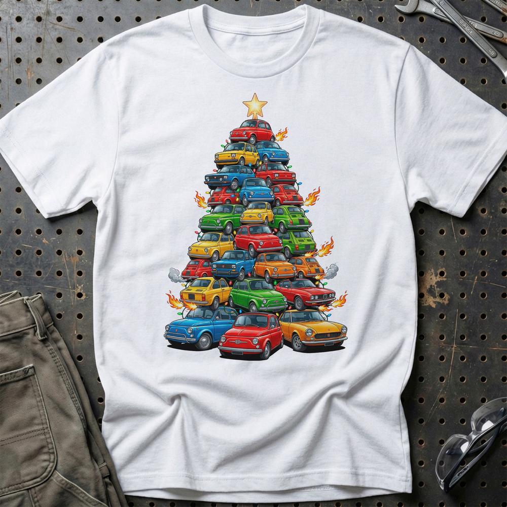 Fiat Juletræ Christmas Tree T-Shirt-Beklædning-Fiat-Hvid-S-Garage Culture Shop- garage - man cave - merchandise