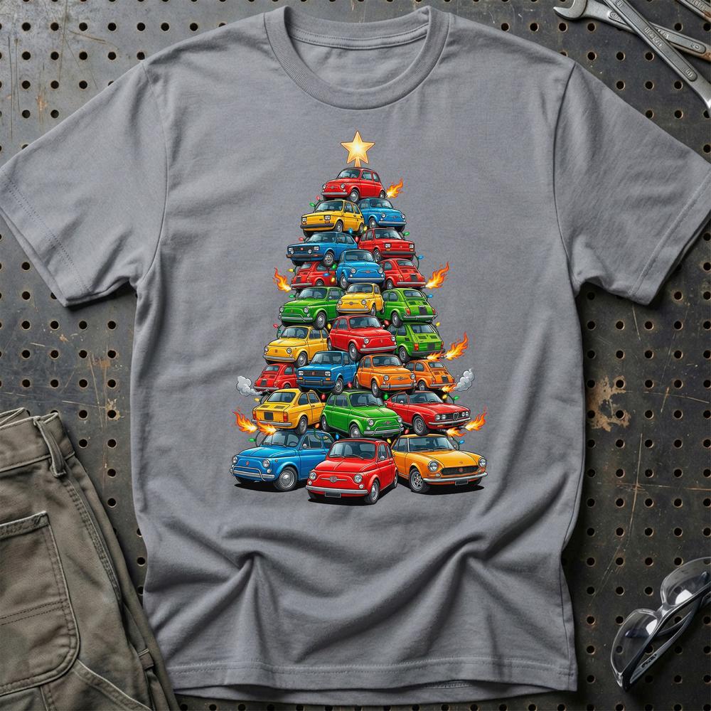Fiat Juletræ Christmas Tree T-Shirt-Beklædning-Fiat-Grå Sport-S-Garage Culture Shop- garage - man cave - merchandise