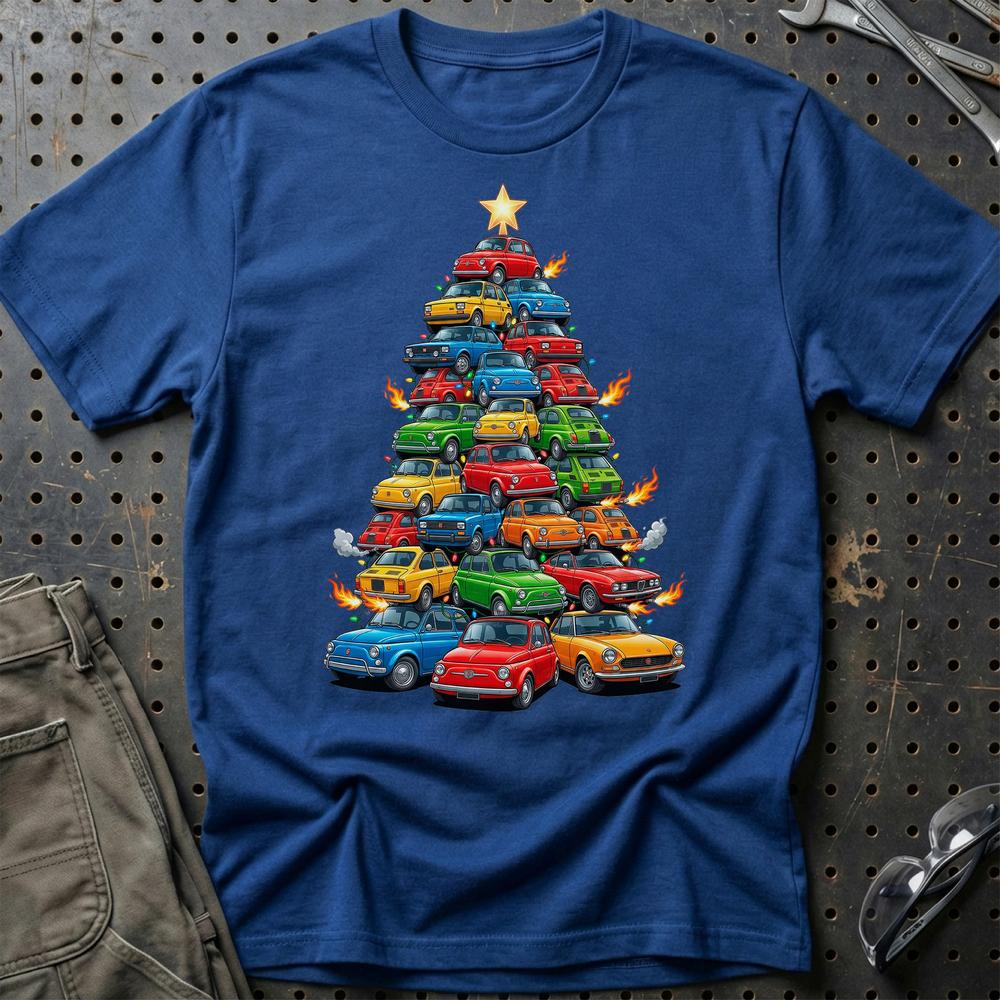 Fiat Juletræ Christmas Tree T-Shirt-Beklædning-Fiat-Blå Royal-S-Garage Culture Shop- garage - man cave - merchandise