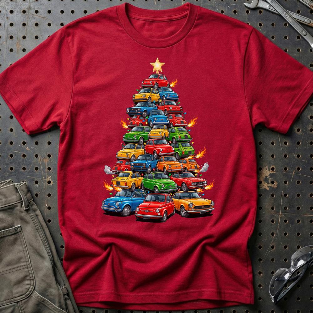 Fiat Juletræ Christmas Tree T-Shirt-Beklædning-Fiat-Rød-S-Garage Culture Shop- garage - man cave - merchandise
