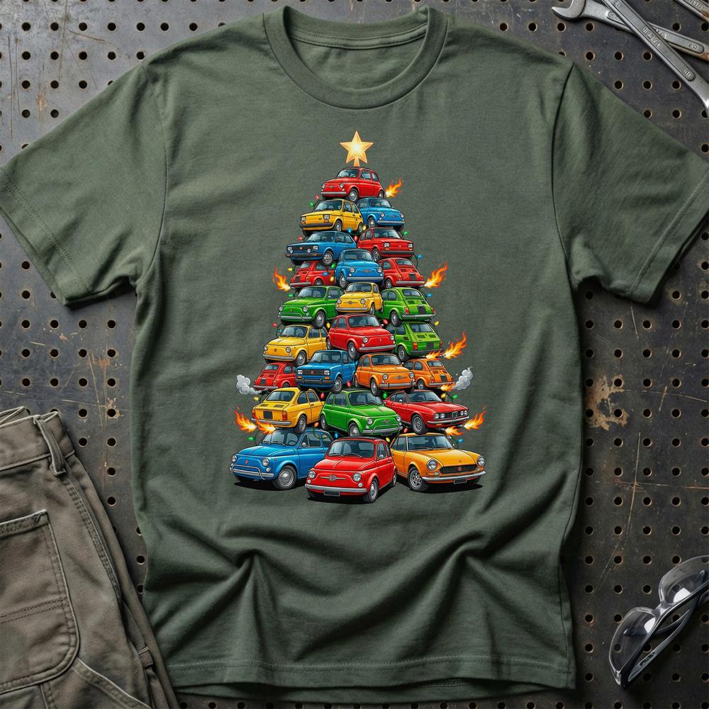 Fiat Juletræ Christmas Tree T-Shirt-Beklædning-Fiat-Grøn Militær-S-Garage Culture Shop- garage - man cave - merchandise