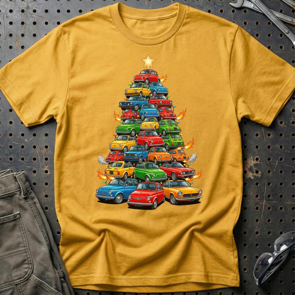 Fiat Juletræ Christmas Tree T-Shirt-Beklædning-Fiat-Guld-S-Garage Culture Shop- garage - man cave - merchandise