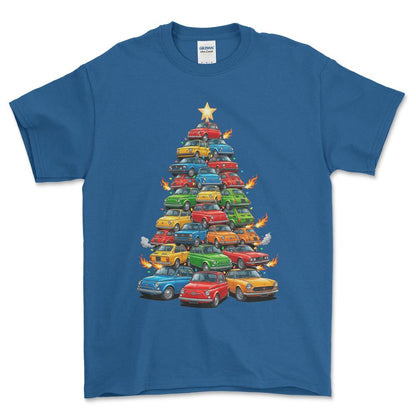 Fiat Juletræ Christmas Tree - Unisex T-Shirt-Beklædning-Fiat-Blå Royal-S-Forside-Garage Culture Shop- garage - man cave - merchandise