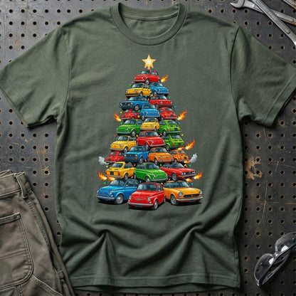 Fiat Juletræ Christmas Tree - Unisex T-Shirt-Beklædning-Fiat-Grøn Militær-S-Garage Culture Shop- garage - man cave - merchandise