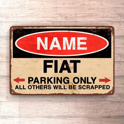 Fiat - Parking Only - Skilte, Musemåtte, Dørmåtte-Skilte-Fiat-Garage Culture Shop- garage - man cave - merchandise