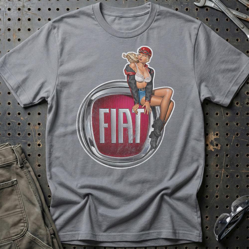 Fiat Pinup T-Shirt-Beklædning-Fiat-Grå Sport-S-Garage Culture Shop- garage - man cave - merchandise