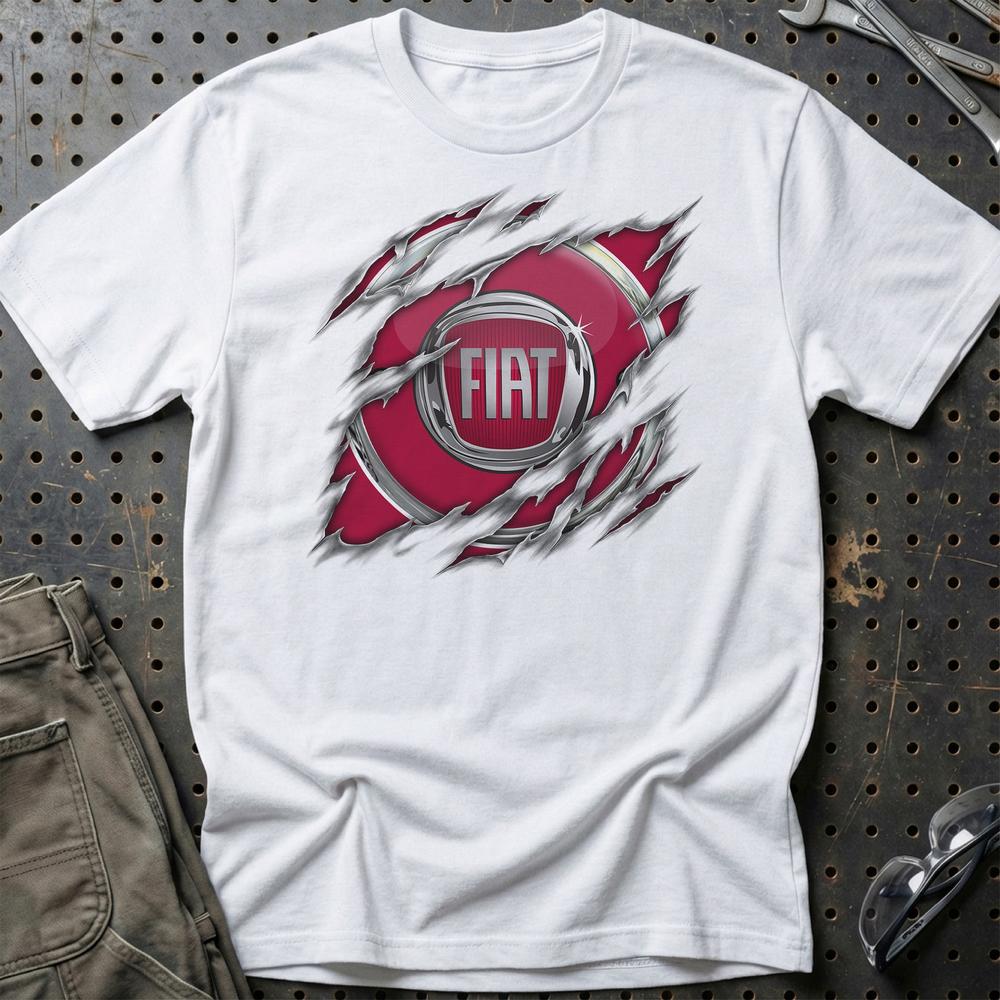 Fiat Ripped Unisex T-Shirt , Bomuld-Beklædning-Fiat-Hvid-S-Garage Culture Shop- garage - man cave - merchandise