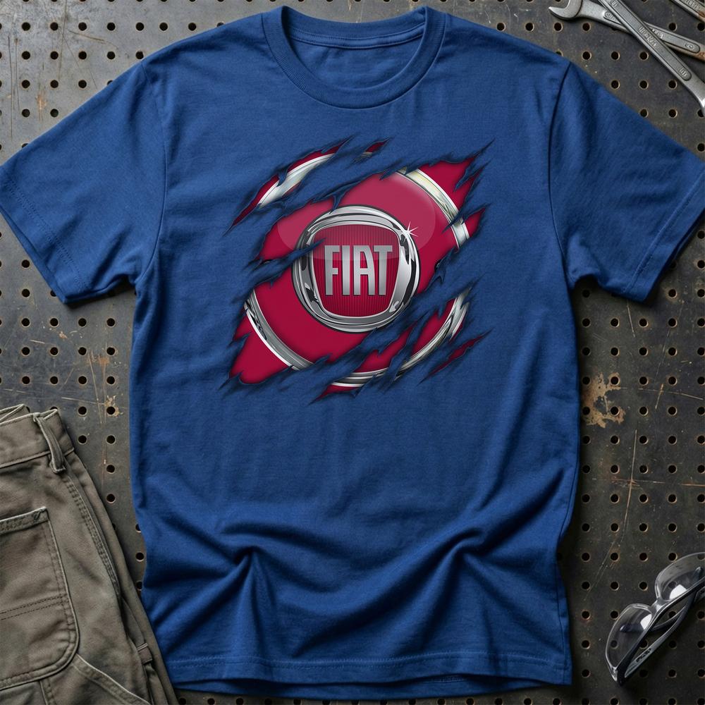 Fiat Ripped Unisex T-Shirt , Bomuld-Beklædning-Fiat-Blå Royal-S-Garage Culture Shop- garage - man cave - merchandise
