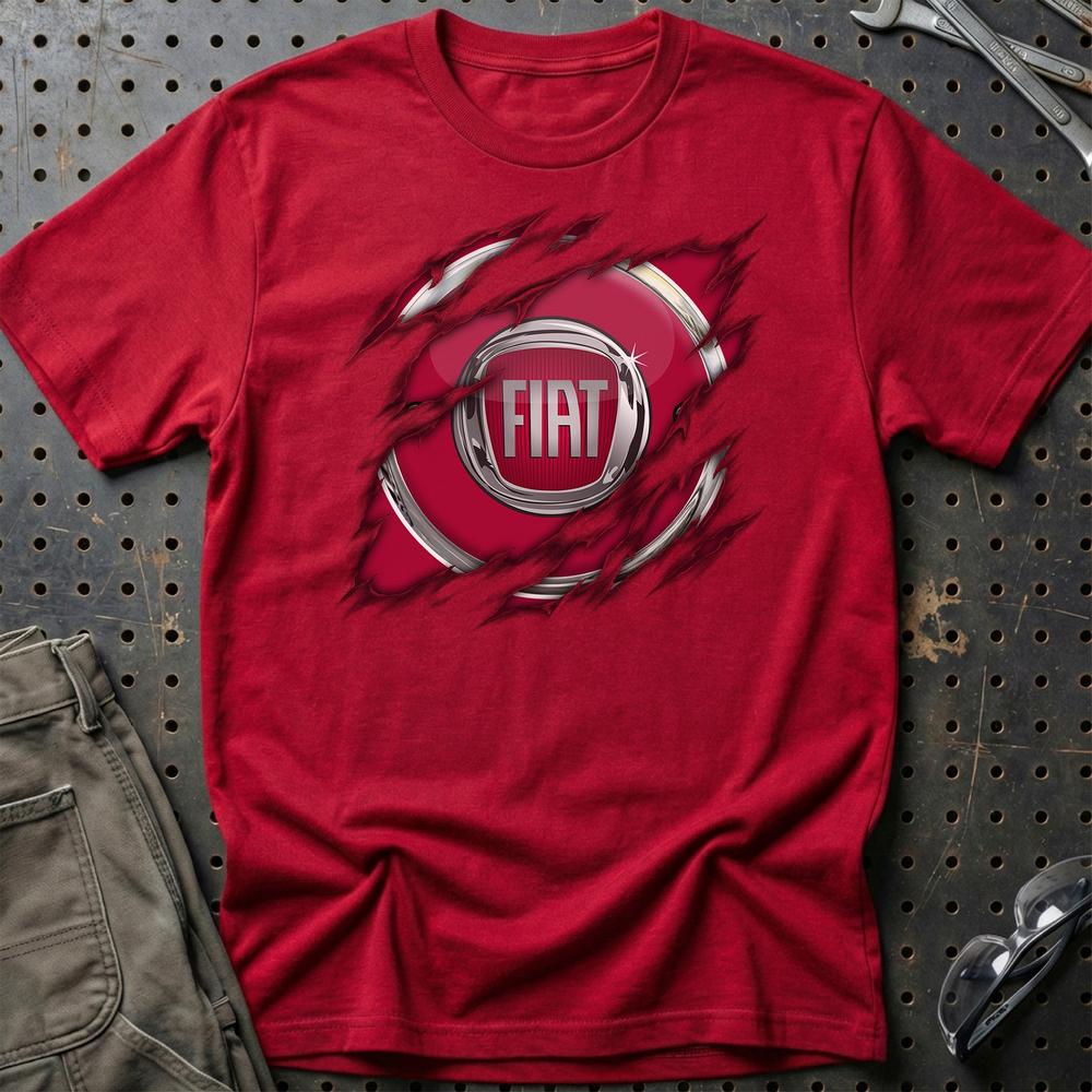 Fiat Ripped Unisex T-Shirt , Bomuld-Beklædning-Fiat-Rød-S-Garage Culture Shop- garage - man cave - merchandise