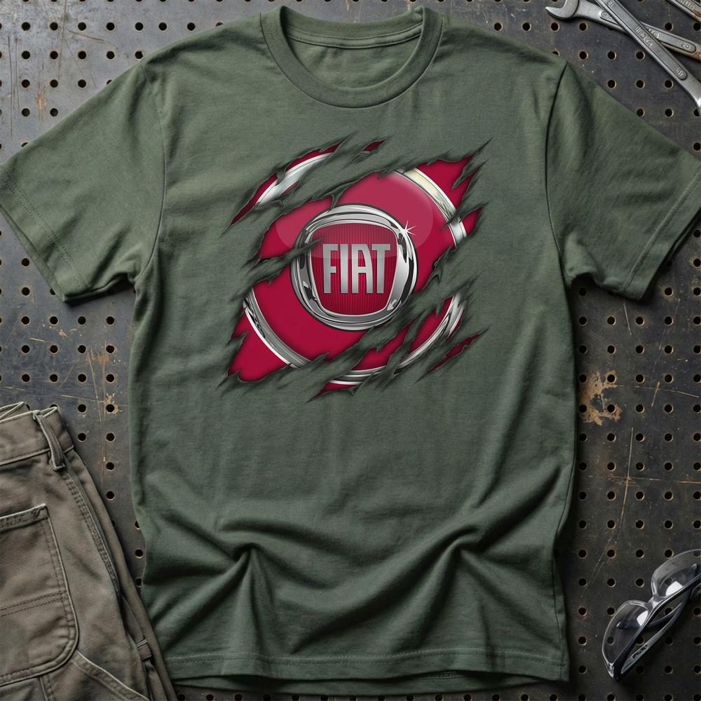 Fiat Ripped Unisex T-Shirt , Bomuld-Beklædning-Fiat-Grøn Militær-S-Garage Culture Shop- garage - man cave - merchandise