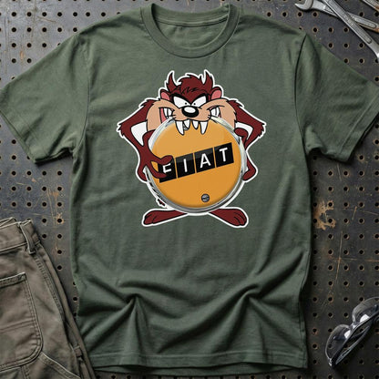 Fiat TAZ Unisex T-Shirt , Bomuld-Beklædning-Fiat-Grøn Militær-S-Garage Culture Shop- garage - man cave - merchandise