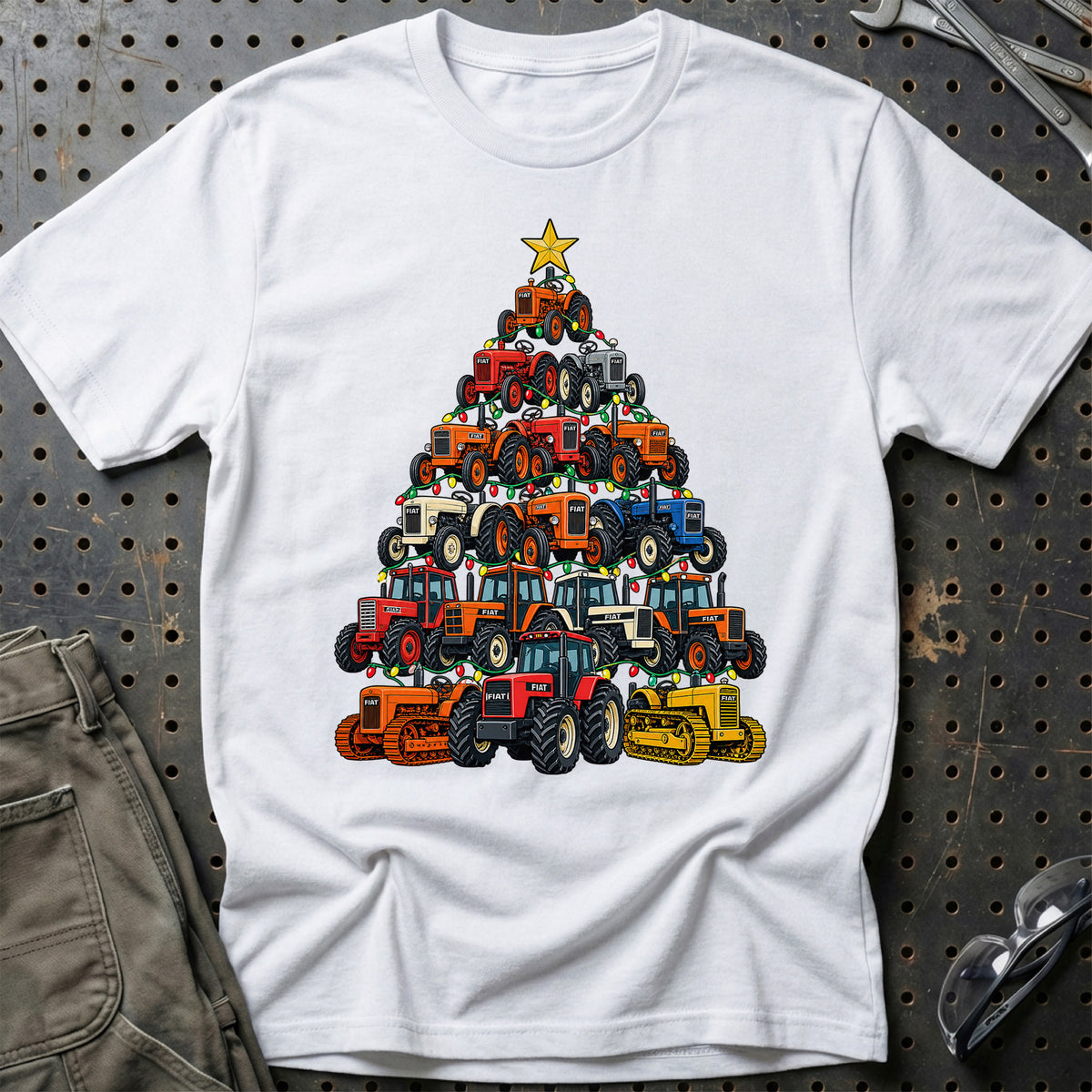 Fiat Traktor Juletræ T-Shirt – Hvid