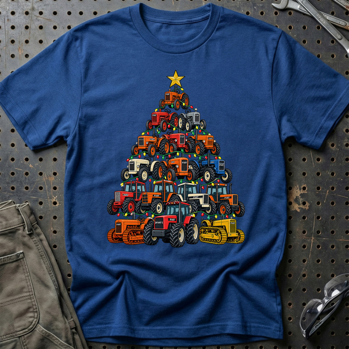 Fiat Traktor Juletræ T-Shirt – Blå Royal