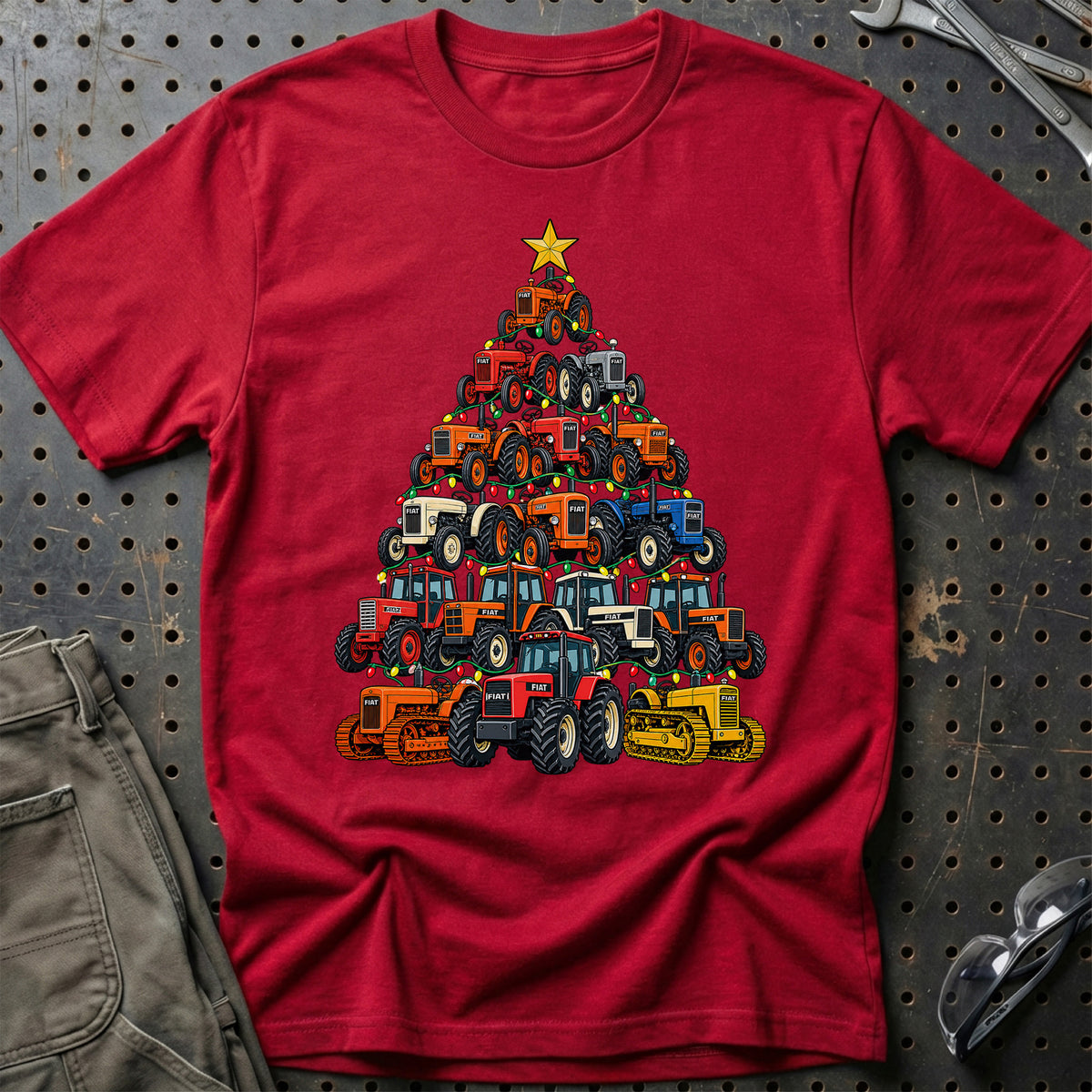 Fiat Traktor Juletræ T-Shirt – Rød