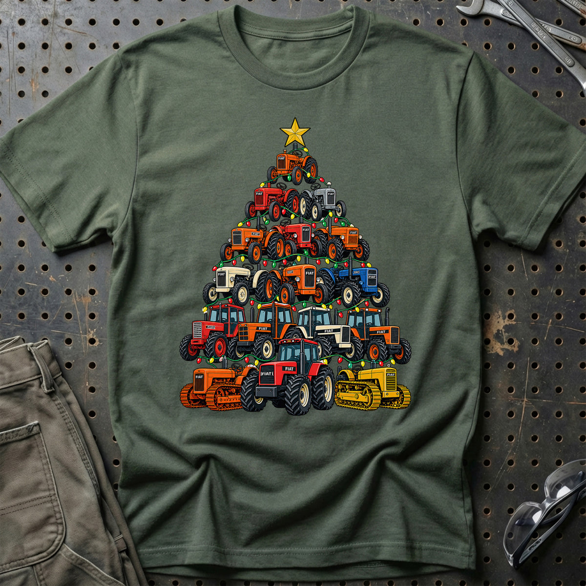Fiat Traktor Juletræ T-Shirt – Grøn Militær