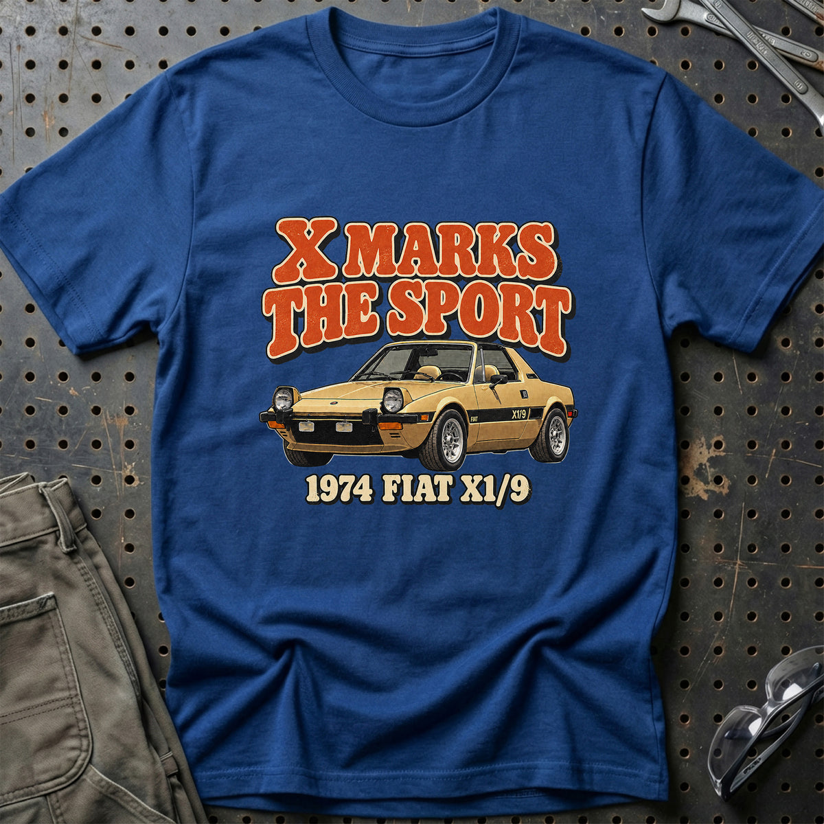 
Fiat X1/9 1974 – X Marks the Sport T-Shirt – Blå Royal