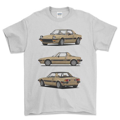 Fiat X1/9 - One Line Style Unisex T-Shirt-Beklædning-Fiat-Hvid-S-Forside-Garage Culture Shop- garage - man cave - merchandise