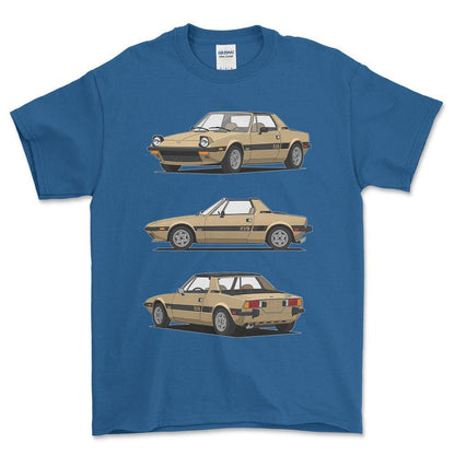 Fiat X1/9 - One Line Style Unisex T-Shirt-Beklædning-Fiat-Blå Royal-S-Forside-Garage Culture Shop- garage - man cave - merchandise