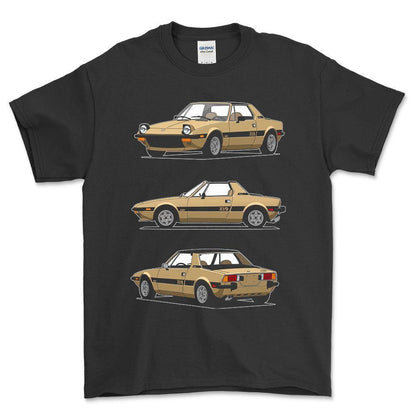 Fiat X1/9 - One Line Style Unisex T-Shirt-Beklædning-Fiat-Sort-S-Forside-Garage Culture Shop- garage - man cave - merchandise