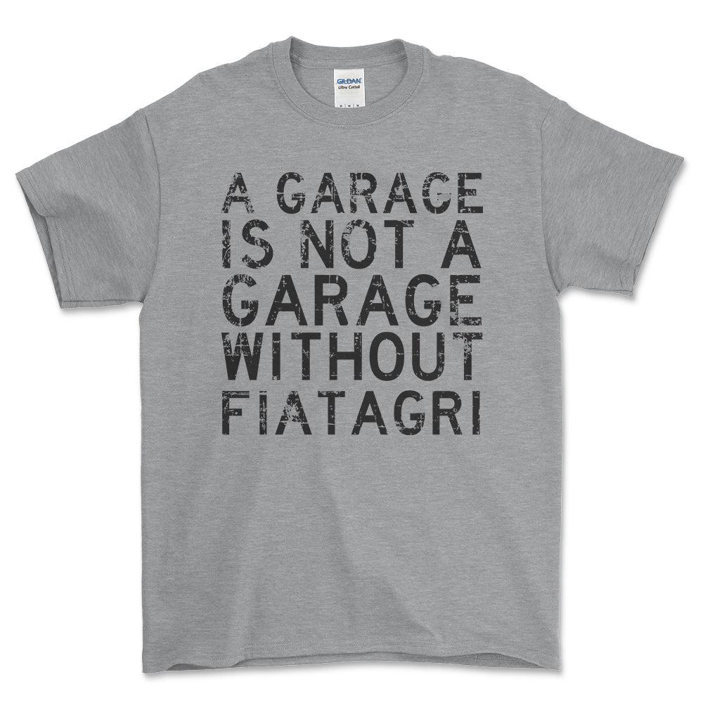 Fiatagri - A Garage Is Not A Garage Without Fiatagri - Unisex T-Shirt , Bomuld-Beklædning-Fiatagri-Grå Sport-S-Forside-Garage Culture Shop- garage - man cave - merchandise