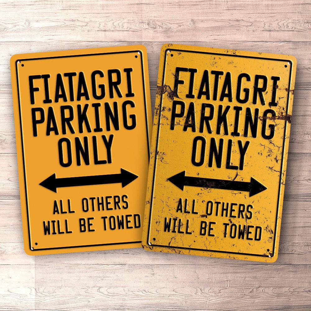 Fiatagri Parking Only Skilte, Musemåtte, Dørmåtte , Plakat-Parking skilte-Fiatagri-Garage Culture Shop- garage - man cave - merchandise