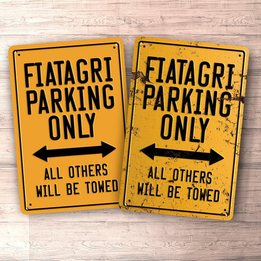 Fiatagri Parking Only Skilte, Musemåtte, Dørmåtte , Plakat-Parking skilte-Fiatagri-Garage Culture Shop- garage - man cave - merchandise