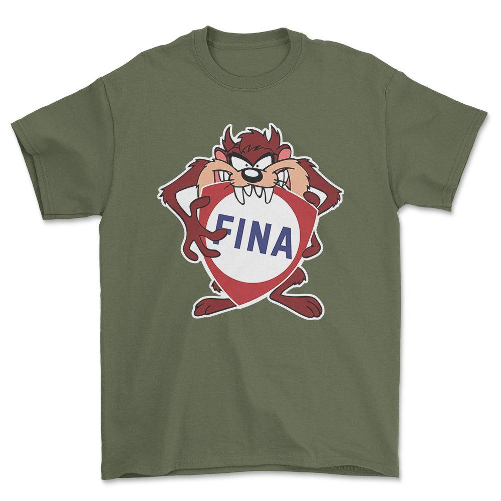 Fina TAZ Unisex T-Shirt , Bomuld-Beklædning-Motoroil-Grøn Militær-S-Forside-Garage Culture Shop- garage - man cave - merchandise