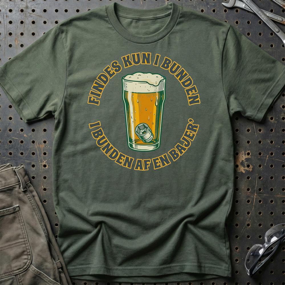 Findes Kun I Bunden - Dansk Garage - Oldschool Classic Car T-Shirt-Beklædning-Garage Culture-Grøn Militær-S-Garage Culture Shop- garage - man cave - merchandise